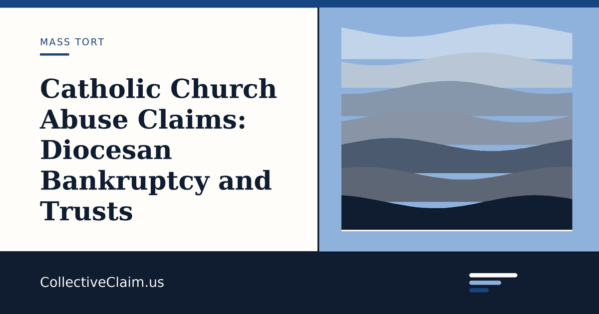 Illustration of federal bankruptcy filings representing Catholic diocesan Chapter 11 abuse-claim cases