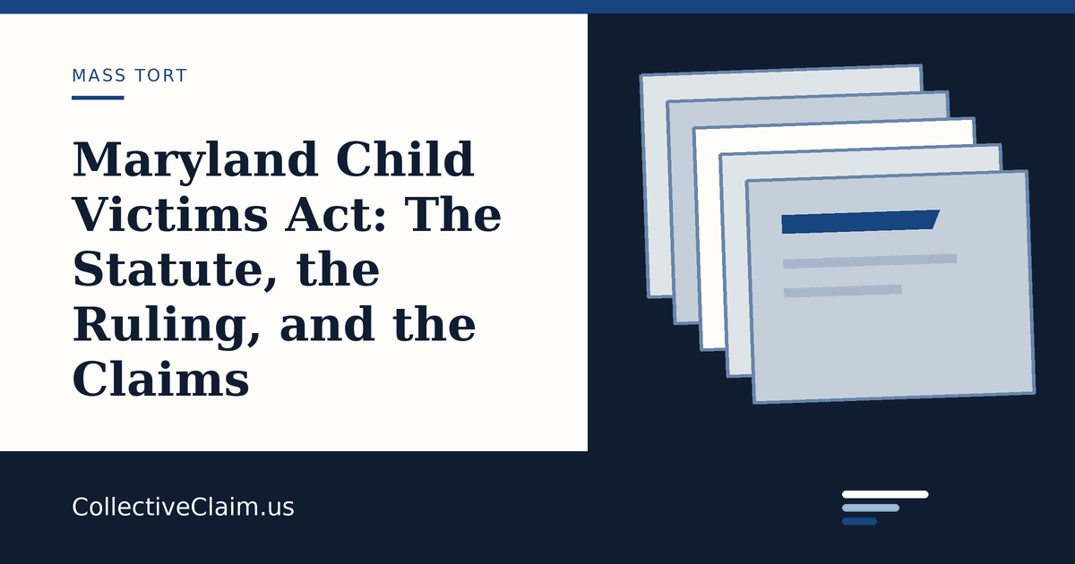A courthouse facade beside a closed file folder, representing Maryland civil claims for child sexual abuse